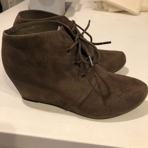 Brown Wedge Booties, size 4